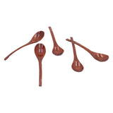 5pcs Wooden Spoon Non Slip Slow Heat Conduction Table Spoon with Long Handle for Cooking Stirring Hot Soup - Front View