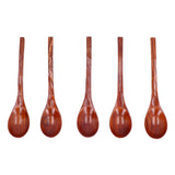 5pcs Wooden Spoon Non Slip Slow Heat Conduction Table Spoon with Long Handle for Cooking Stirring Hot Soup - 45-Degree Angle