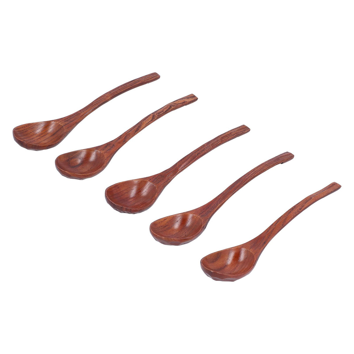 5pcs Wooden Spoon Non Slip Slow Heat Conduction Table Spoon with Long Handle for Cooking Stirring Hot Soup