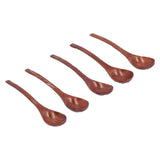 5pcs Wooden Spoon Non Slip Slow Heat Conduction Table Spoon with Long Handle for Cooking Stirring Hot Soup - Close-Up Angle