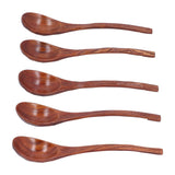 5pcs Wooden Spoon Non Slip Slow Heat Conduction Table Spoon with Long Handle for Cooking Stirring Hot Soup - Extra Image