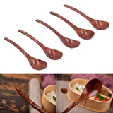 5pcs Wooden Spoon Non Slip Slow Heat Conduction Table Spoon with Long Handle for Cooking Stirring Hot Soup