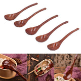 5pcs Wooden Spoon Non Slip Slow Heat Conduction Table Spoon with Long Handle for Cooking Stirring Hot Soup - Extra Image