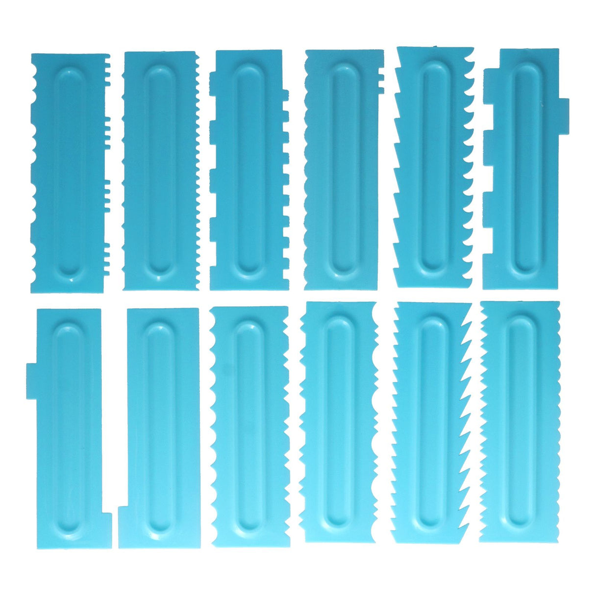 DIY Cream Scraper Combs Fondant Cake Pattern Modeling Tool for Home Kitchen Bakery1Set(12Pcs)