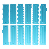DIY Cream Scraper Combs Fondant Cake Pattern Modeling Tool for Home Kitchen Bakery1Set(12Pcs)