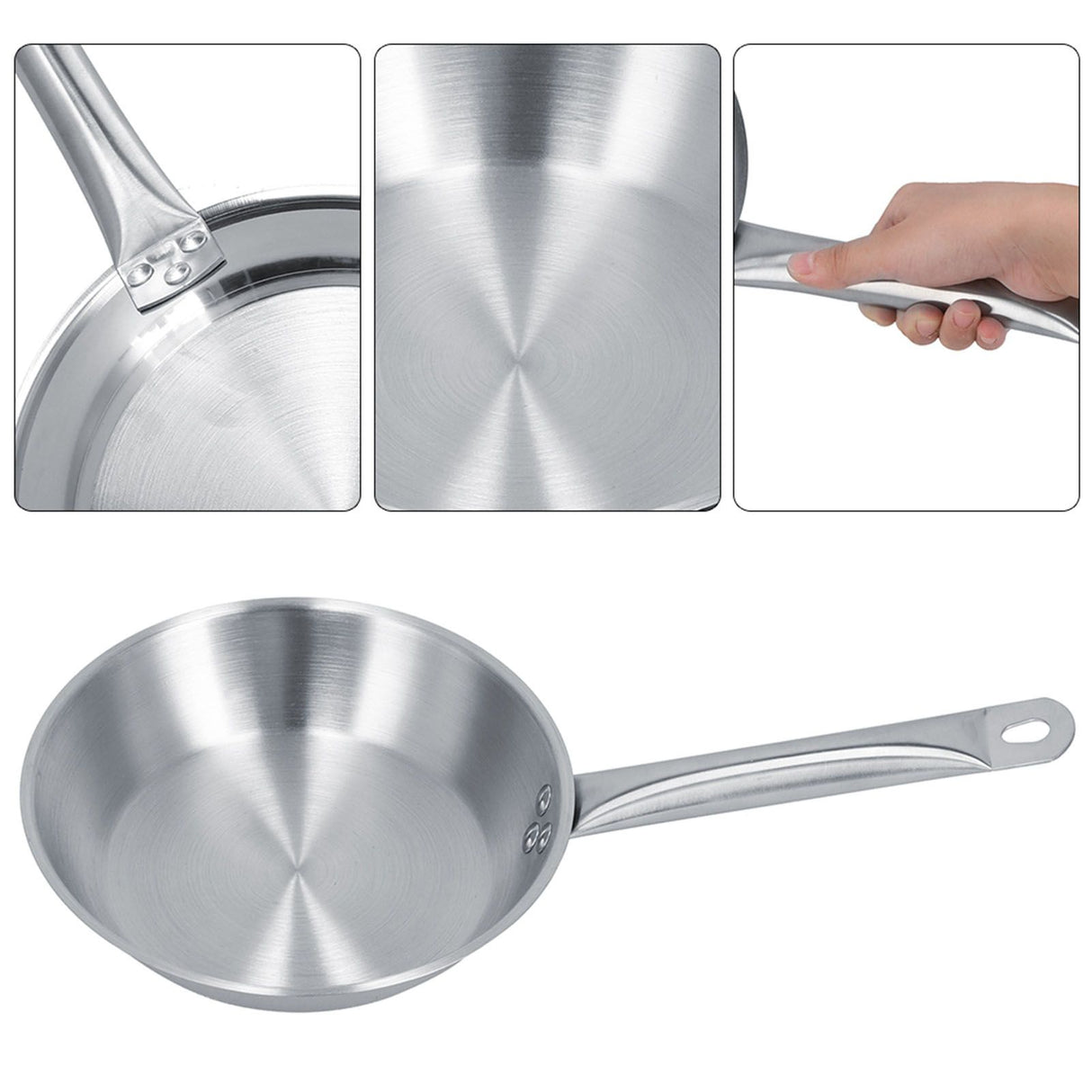 Stainless Steel Frying Pan Single Handle Fried Pan Cookware for Home induction Cooker7.9x2.0in
