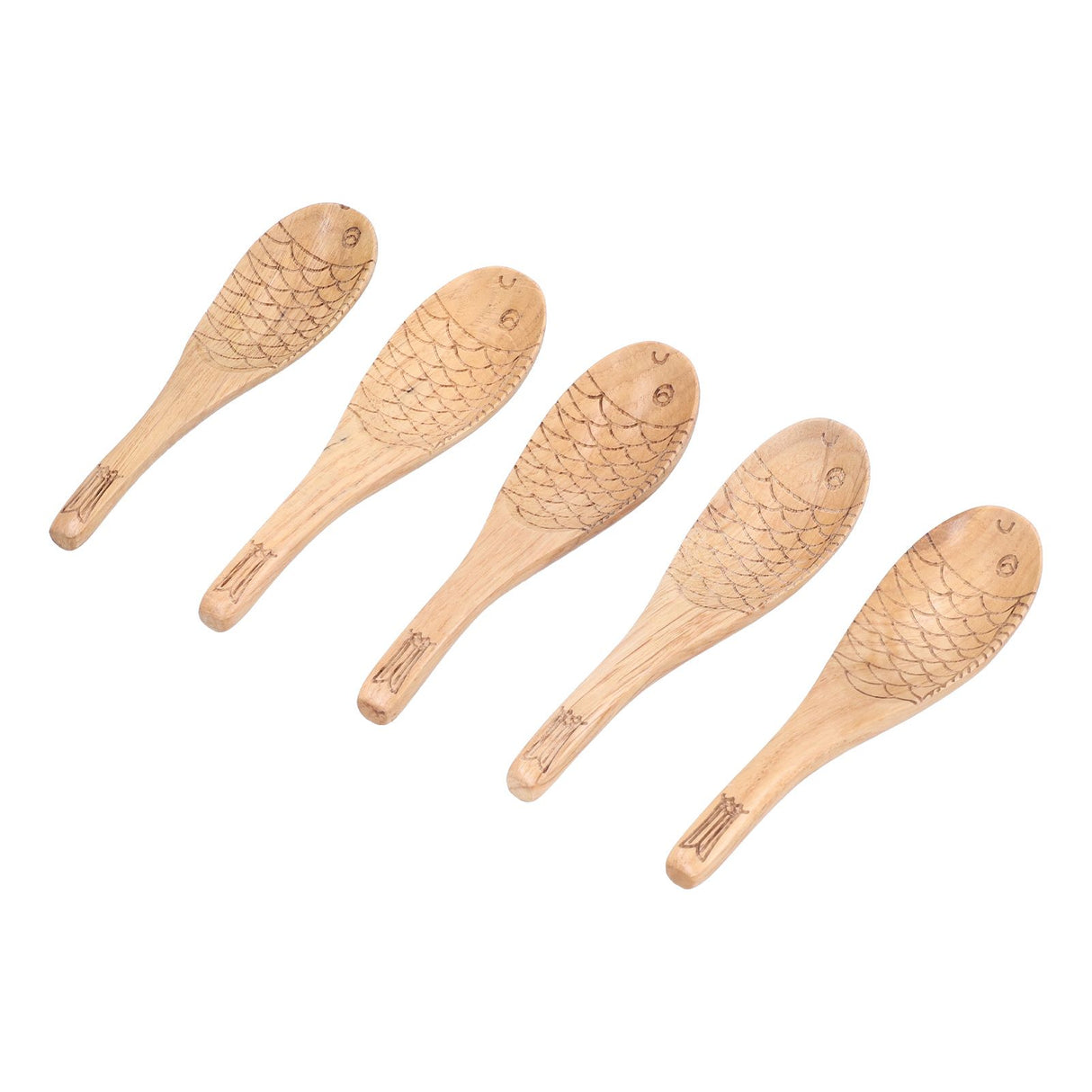 5Pcs Fish‑shaped Carved Rice Spoon Soup Spoon It Means More Than Every Year, Spoon Tableware