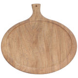 Wooden Pizza Tray Durable Round Serving Board with Handle Bread Food Dinner Plate for Restaurant Hotel - 45-Degree Angle