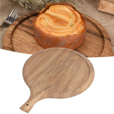 Wooden Pizza Tray Durable Round Serving Board with Handle Bread Food Dinner Plate for Restaurant Hotel - Extra Image