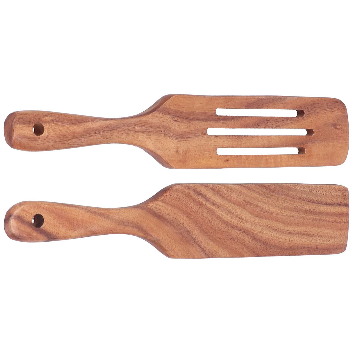 2pcs Slotted Turner Spatula Simple Wooden Spatula with Long Handlefor Cooking Salad Mixing