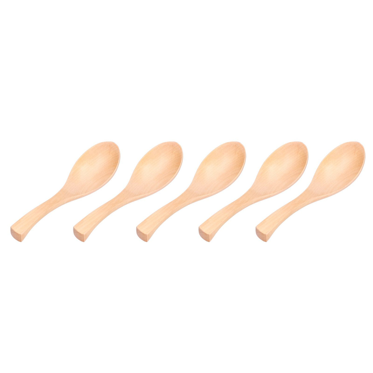 5Pcs Natural Wooden Soup Spoon with Hook The Bowl Hand Polished Japanese Tableware Style Spoon