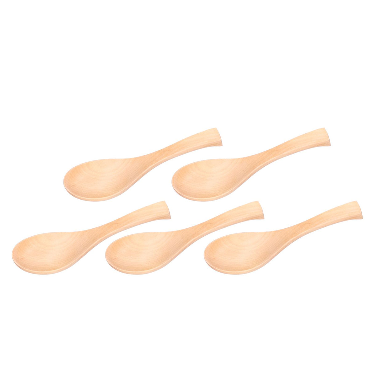 5Pcs Natural Wooden Soup Spoon with Hook The Bowl Hand Polished Japanese Tableware Style Spoon