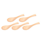 5Pcs Natural Wooden Soup Spoon with Hook The Bowl Hand Polished Japanese Tableware Style Spoon