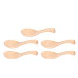 5Pcs Natural Wooden Soup Spoon with Hook The Bowl Hand Polished Japanese Tableware Style Spoon - 45-Degree Angle