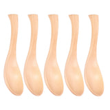 5Pcs Natural Wooden Soup Spoon with Hook The Bowl Hand Polished Japanese Tableware Style Spoon
