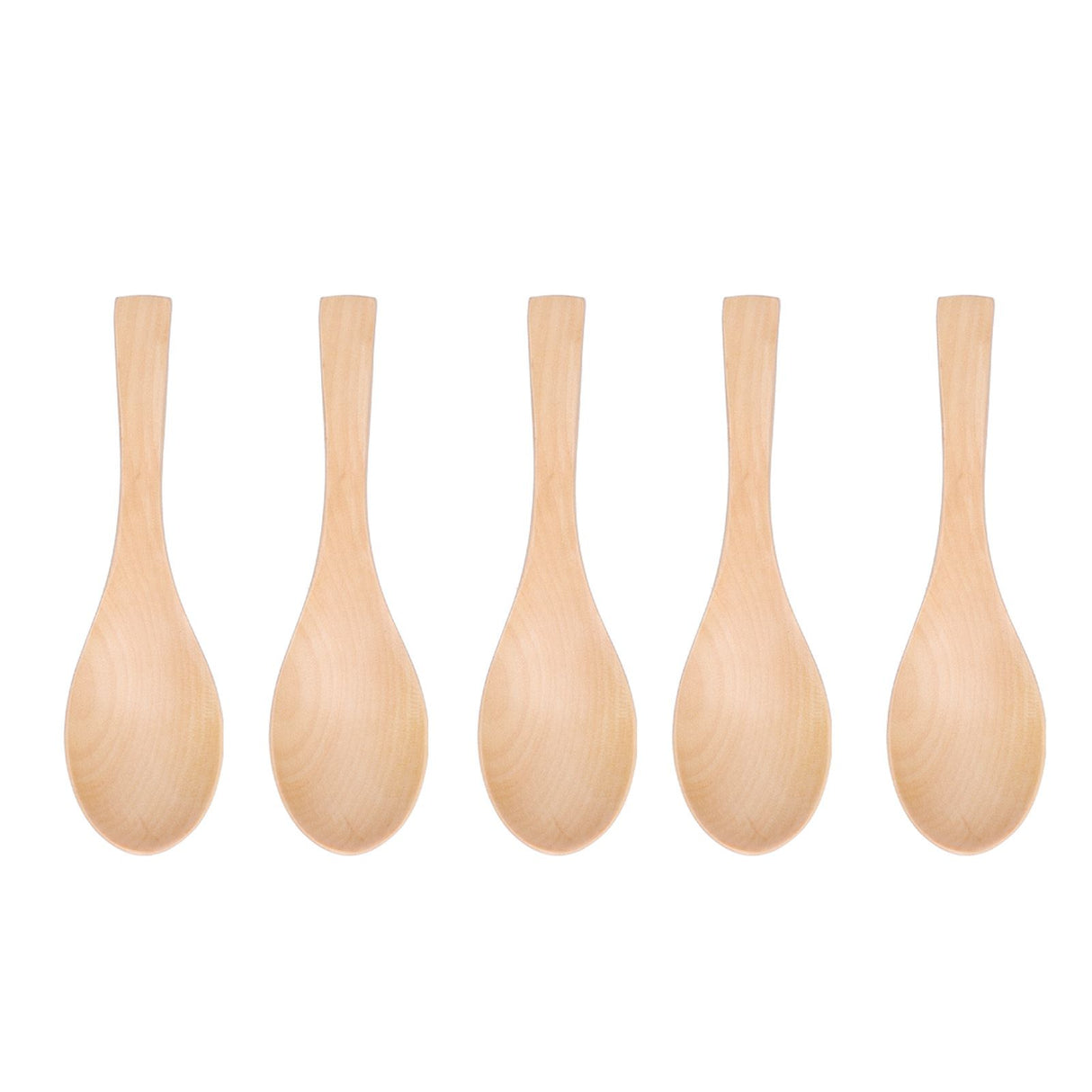 5Pcs Natural Wooden Soup Spoon with Hook The Bowl Hand Polished Japanese Tableware Style Spoon