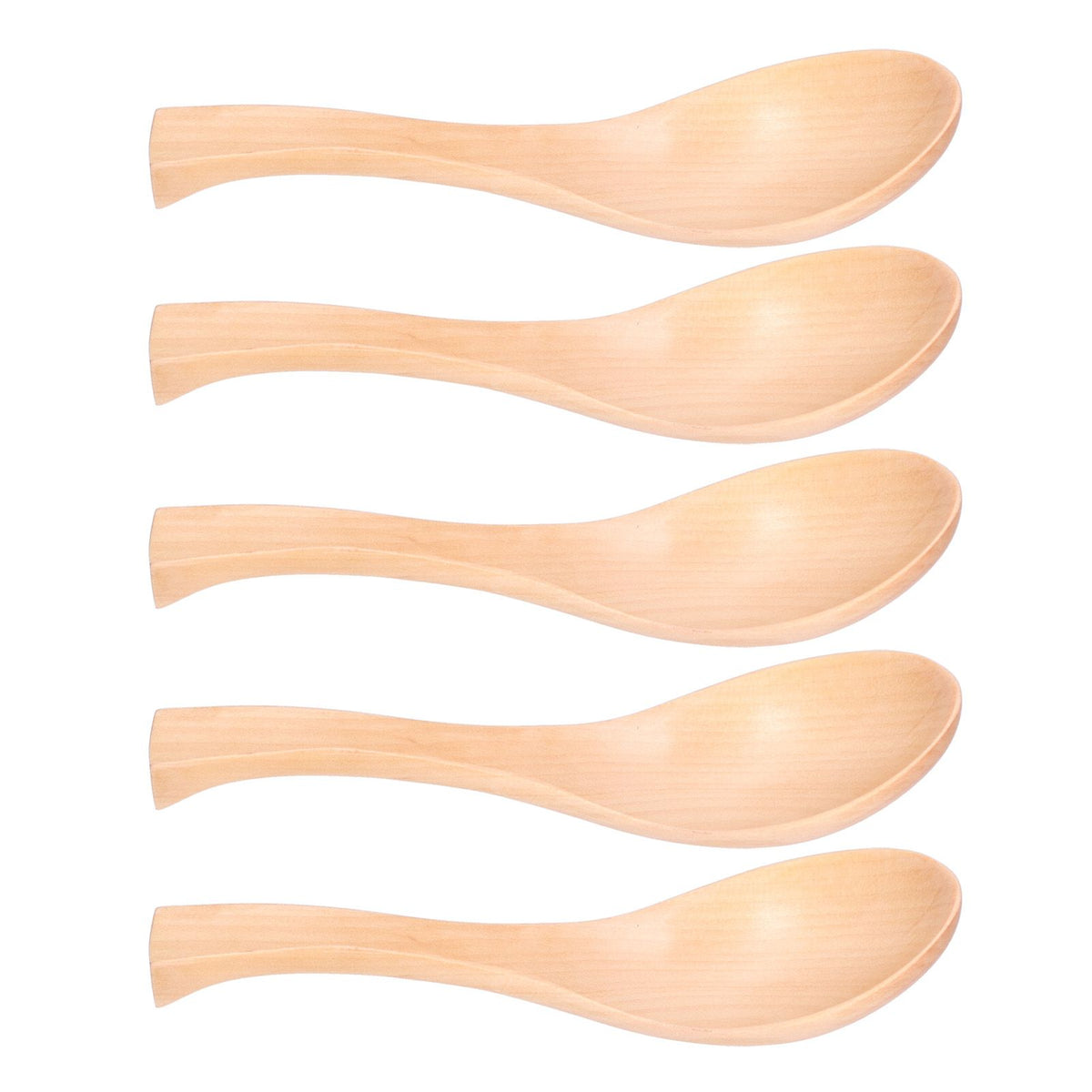 5Pcs Natural Wooden Soup Spoon with Hook The Bowl Hand Polished Japanese Tableware Style Spoon