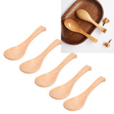 5Pcs Natural Wooden Soup Spoon with Hook The Bowl Hand Polished Japanese Tableware Style Spoon
