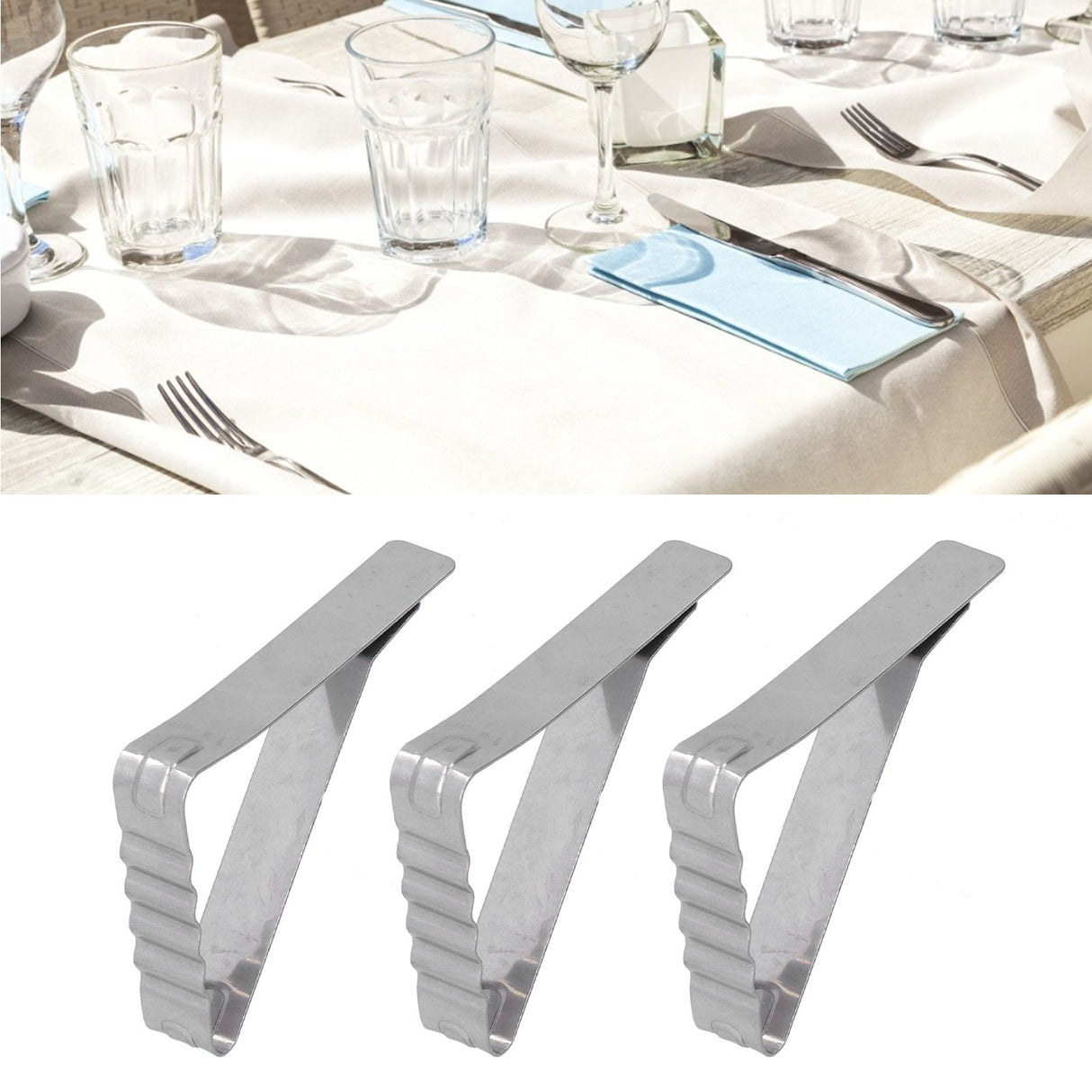 24pcs Table Cloth Holder Stainless Steel Stable Durable Table Cloth Clip for Outdoor Garden Picnic