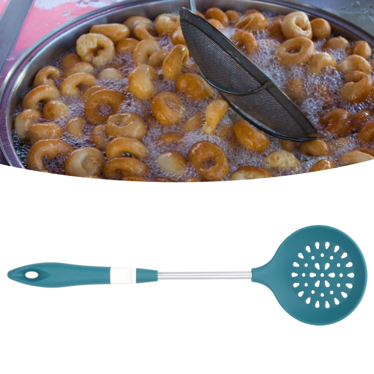 Silicone Cooking Utensils Silicone Stainless Steel Heat Insulation Anti Scalding Comfortable Grip Cooking UtensilsColander