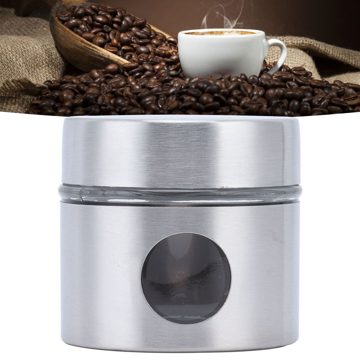 Coffee Bean Container Iron Glass Mini Sealed Jar Kitchen Storage Tank for Beans TeaSilver