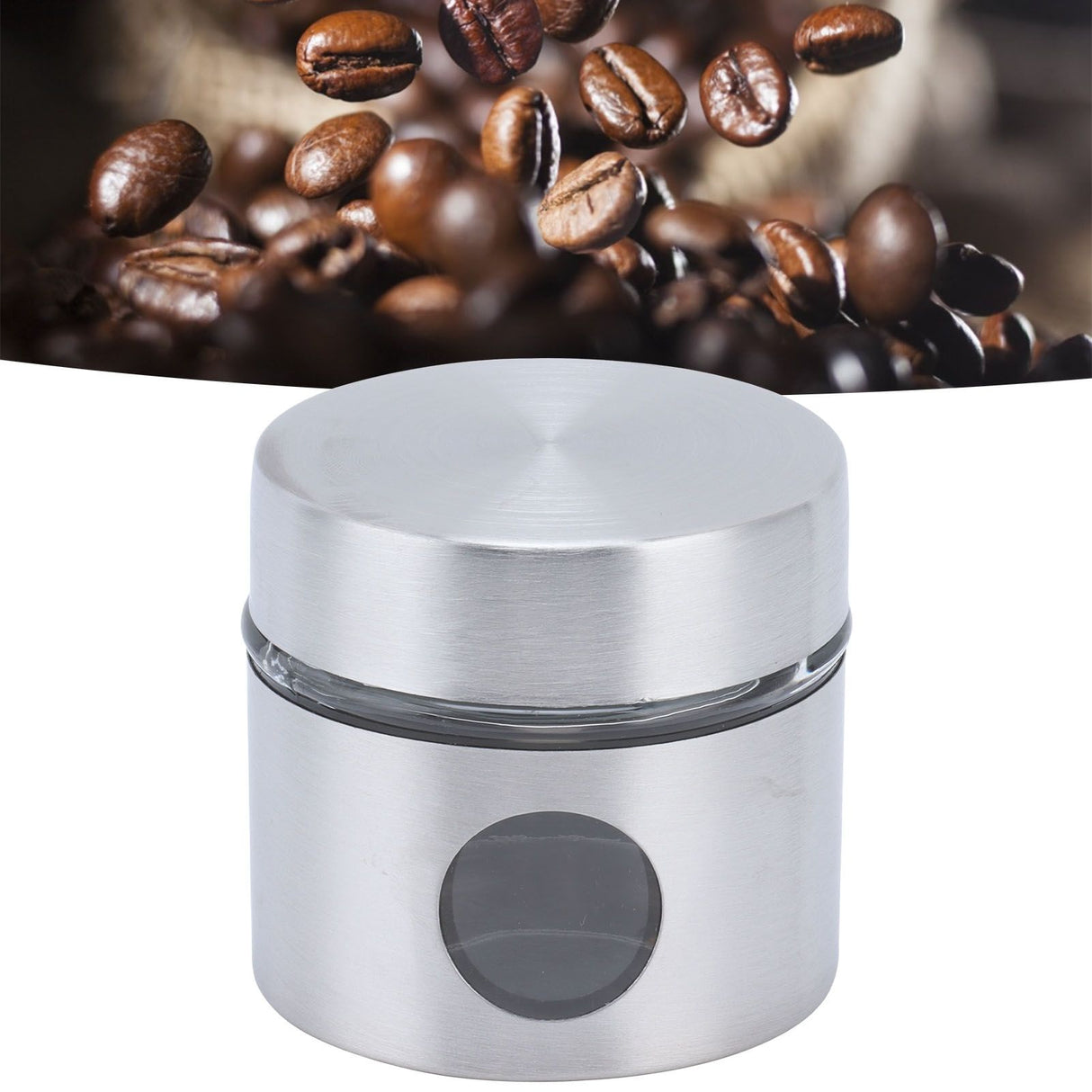 Coffee Bean Container Iron Glass Mini Sealed Jar Kitchen Storage Tank for Beans TeaSilver