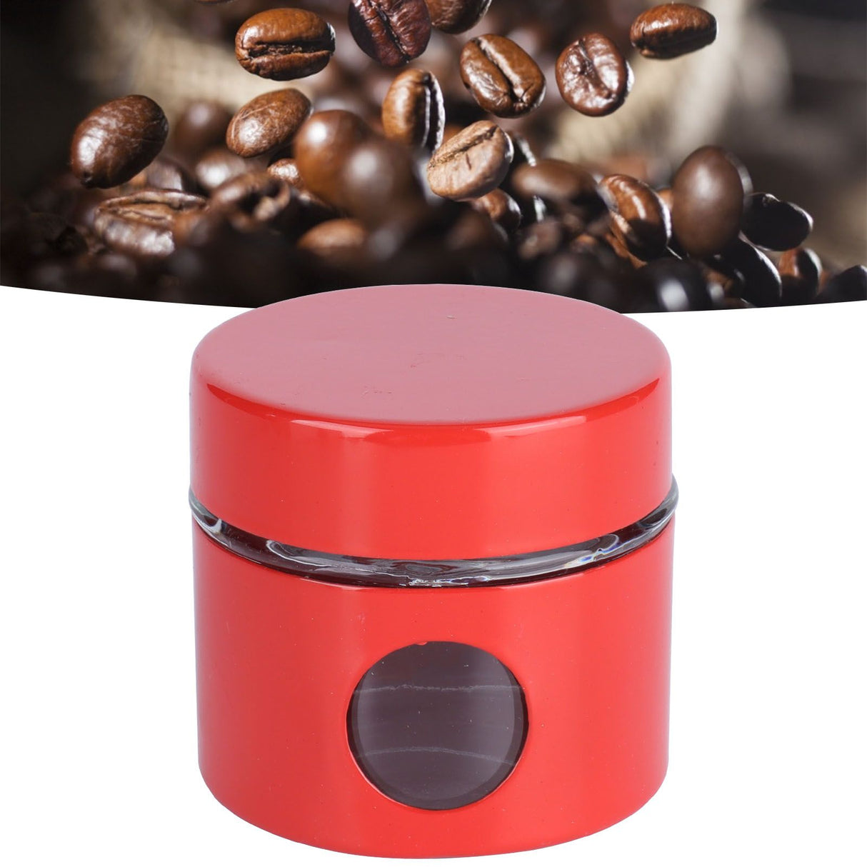 Coffee Bean Container Iron Glass Mini Sealed Jar Kitchen Storage Tank for Beans TeaRed