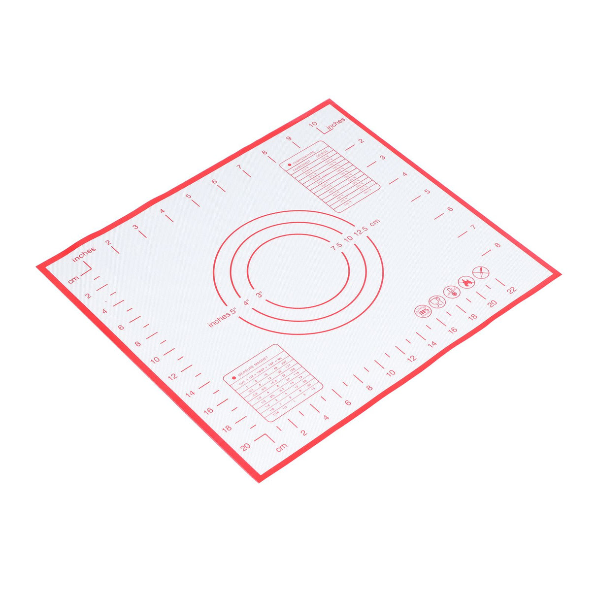 Baking Mat Silicone Non Slip Heat Resistant Dough Mat with Scale for Home Kitchen 29x26cmRed