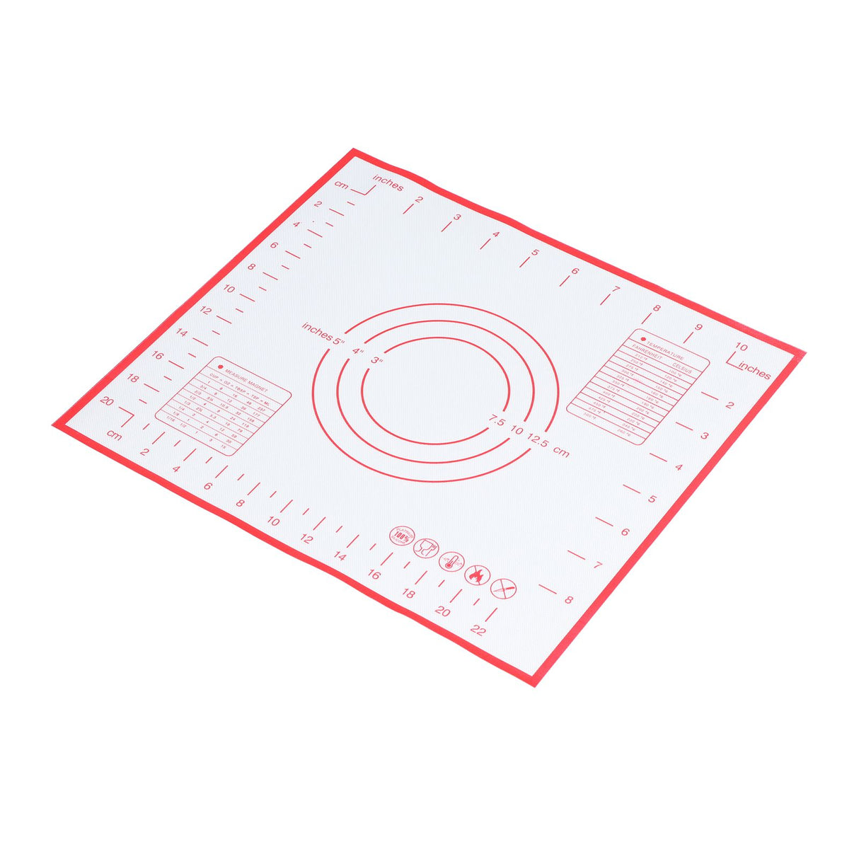 Baking Mat Silicone Non Slip Heat Resistant Dough Mat with Scale for Home Kitchen 29x26cmRed