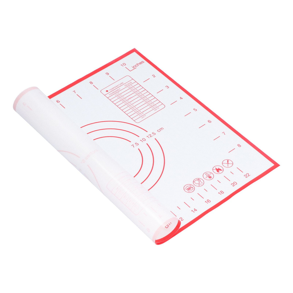 Baking Mat Silicone Non Slip Heat Resistant Dough Mat with Scale for Home Kitchen 29x26cmRed