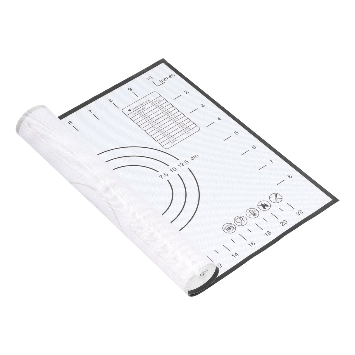 Baking Mat Silicone Non Slip Heat Resistant Dough Mat with Scale for Home Kitchen 29x26cmBlack