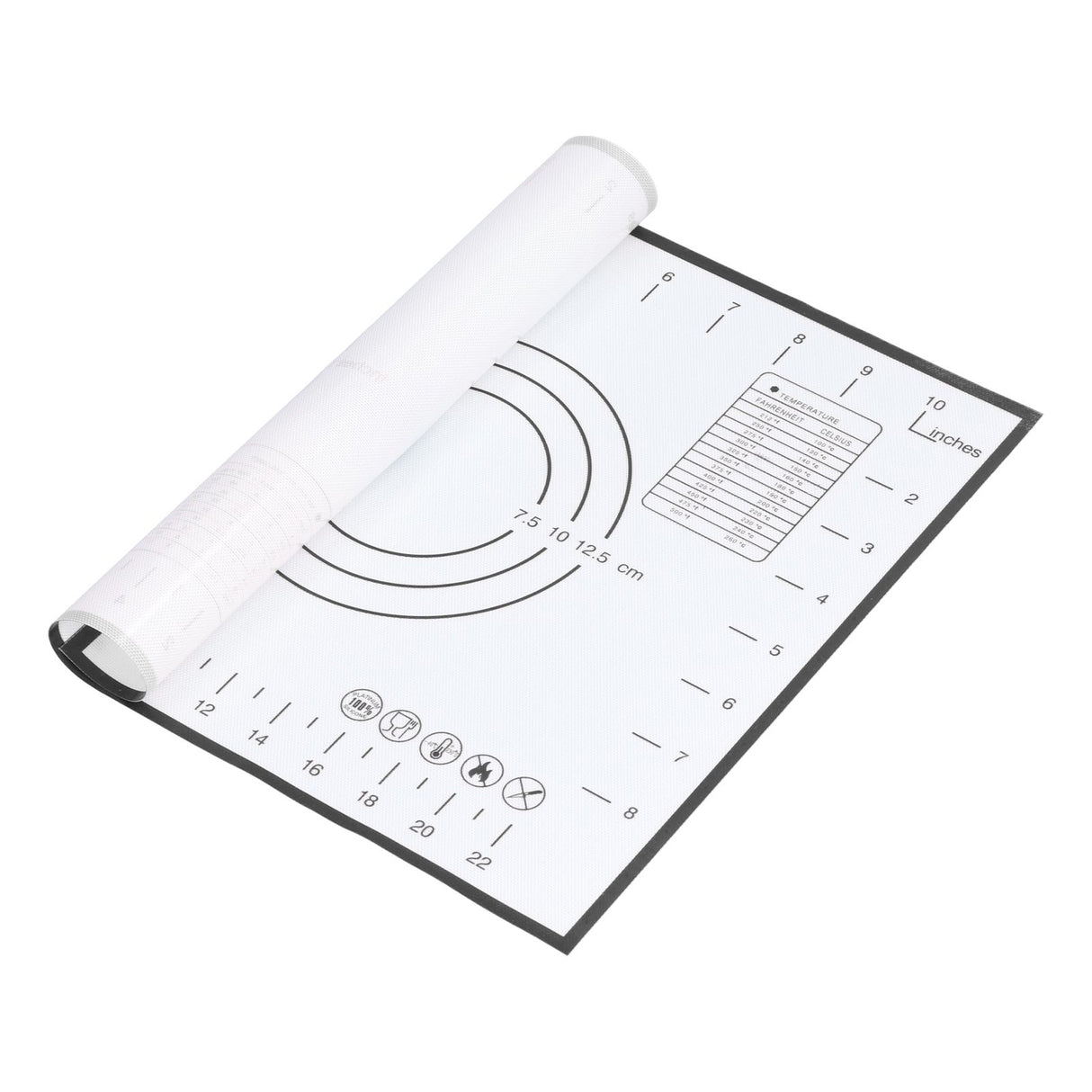 Baking Mat Silicone Non Slip Heat Resistant Dough Mat with Scale for Home Kitchen 29x26cmBlack