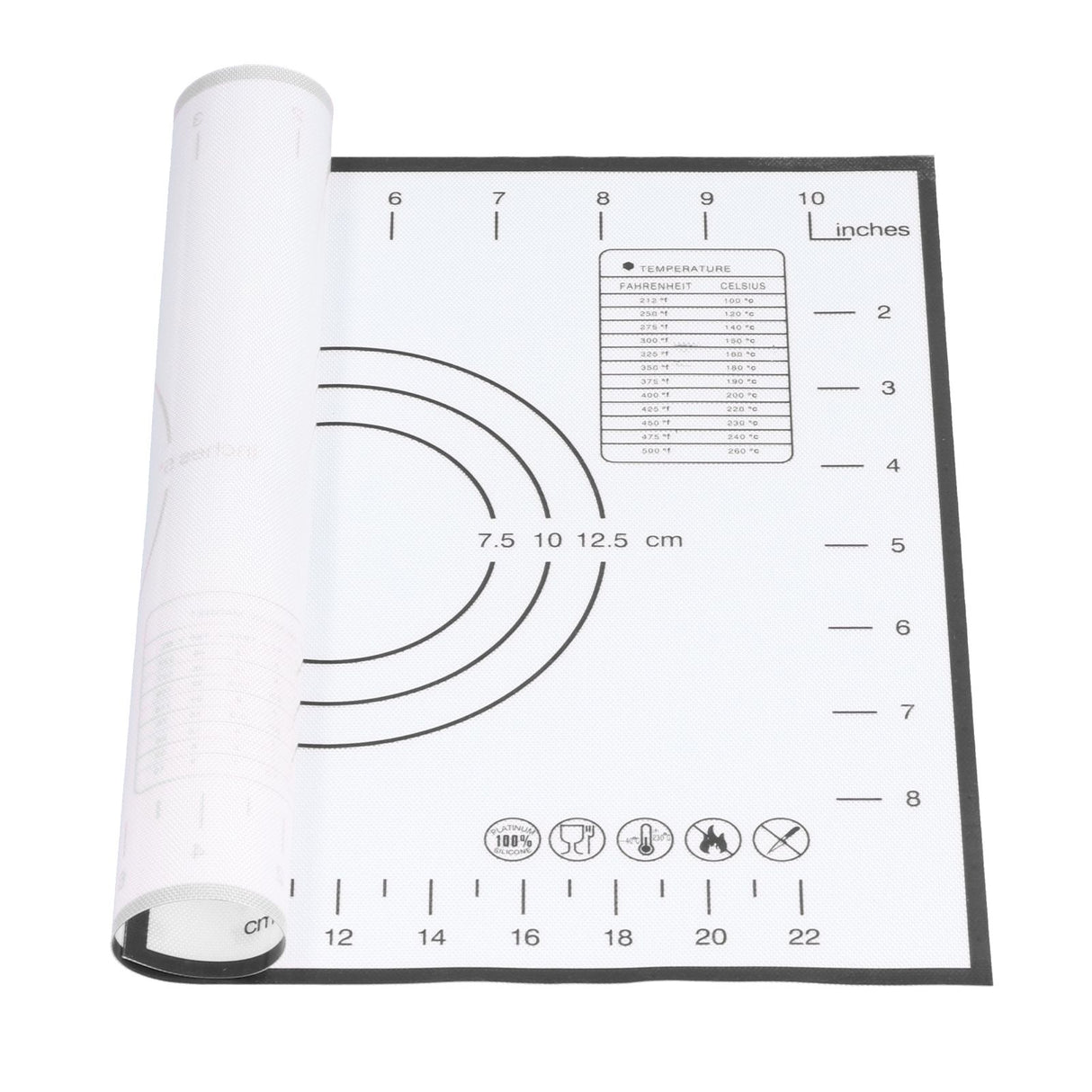 Baking Mat Silicone Non Slip Heat Resistant Dough Mat with Scale for Home Kitchen 29x26cmBlack