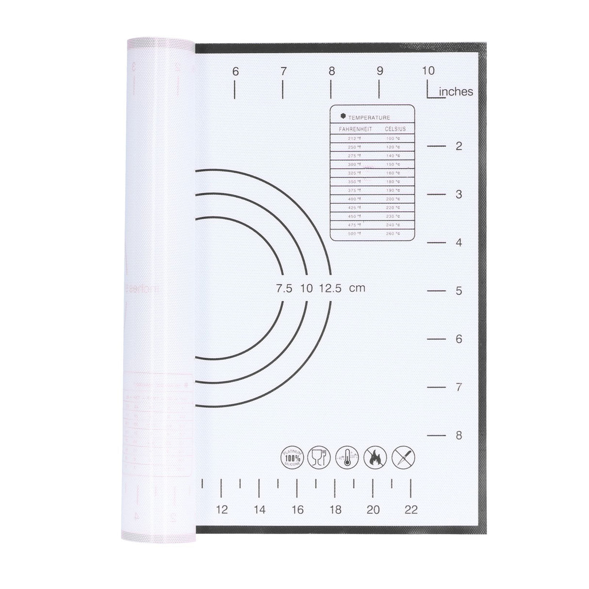 Baking Mat Silicone Non Slip Heat Resistant Dough Mat with Scale for Home Kitchen 29x26cmBlack
