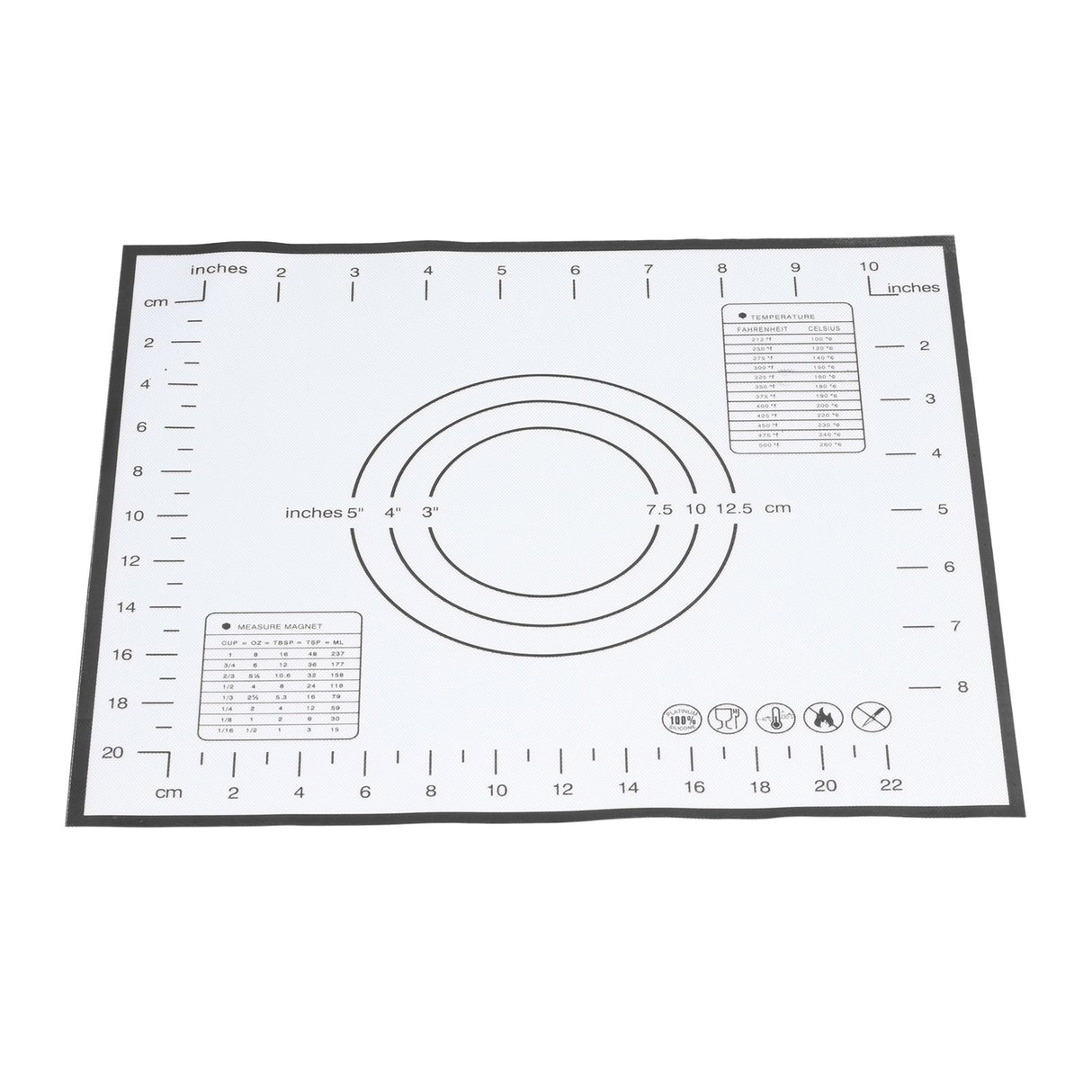 Baking Mat Silicone Non Slip Heat Resistant Dough Mat with Scale for Home Kitchen 29x26cmBlack