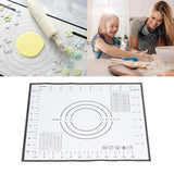 Baking Mat Silicone Non Slip Heat Resistant Dough Mat with Scale for Home Kitchen 29x26cmBlack - Extra Image