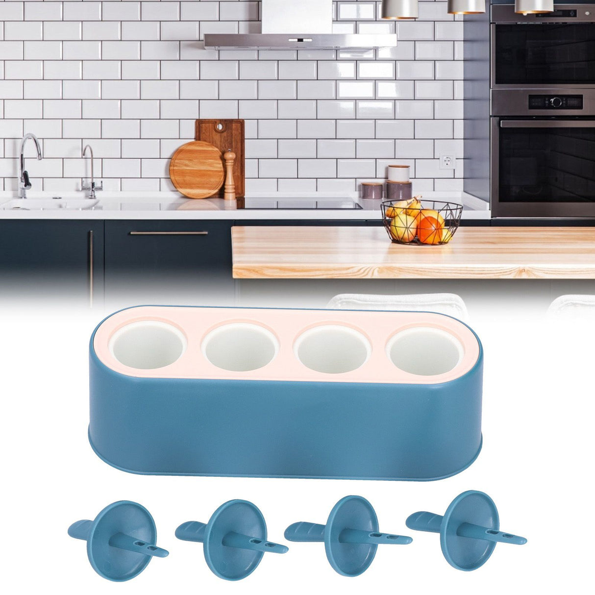 Ice Cream Mold Durable Reusable Food Grade Silicone Mould DIY Tools for Home KitchenBlue