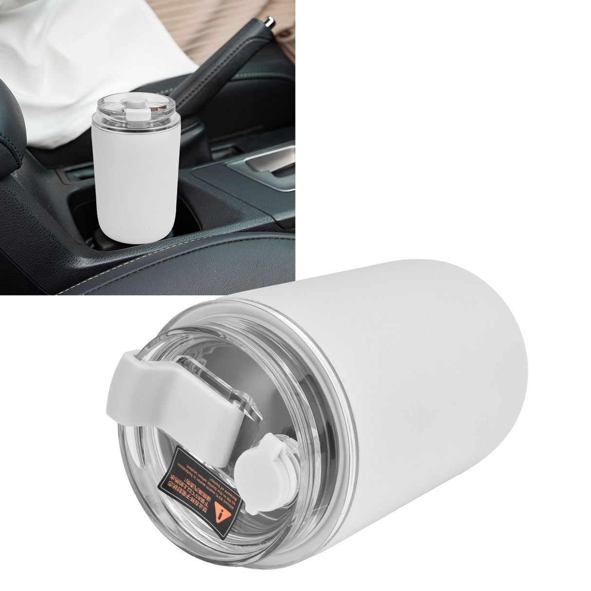 280ml Coffee Cup Household Portable Large Capacity Silicone Stainless Steel Vacuum Flask for Birthday GiftWhite