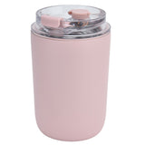 280ml Coffee Cup Household Portable Large Capacity Silicone Stainless Steel Vacuum Flask for Birthday GiftPink - Front View