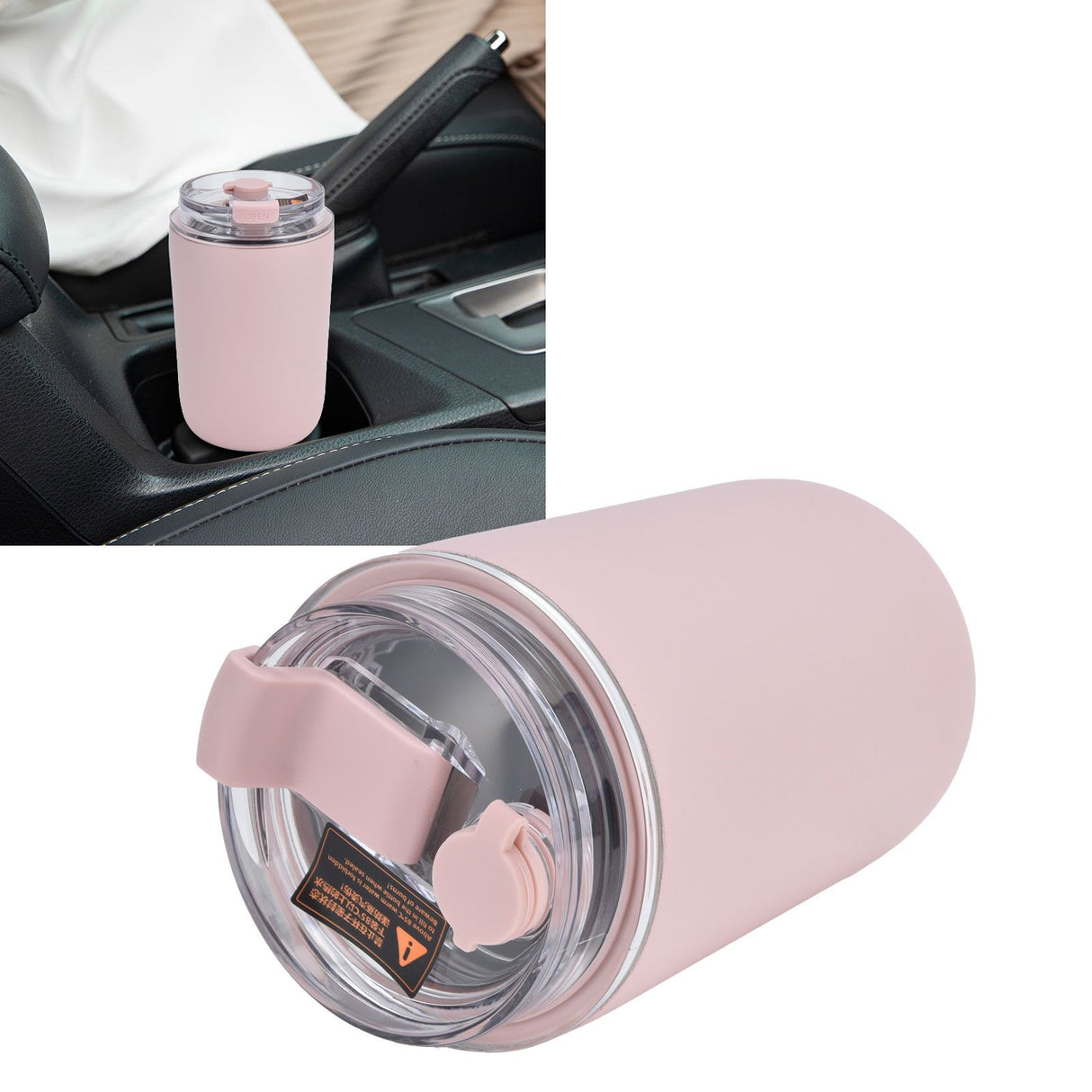 280ml Coffee Cup Household Portable Large Capacity Silicone Stainless Steel Vacuum Flask for Birthday GiftPink