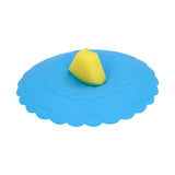 Silicone Lid Dustproof and Heat Resistant Hot and Cold Beverage Cup Cover for Kitchen HomeBlue - Front View