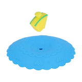 Silicone Lid Dustproof and Heat Resistant Hot and Cold Beverage Cup Cover for Kitchen HomeBlue - Rear View