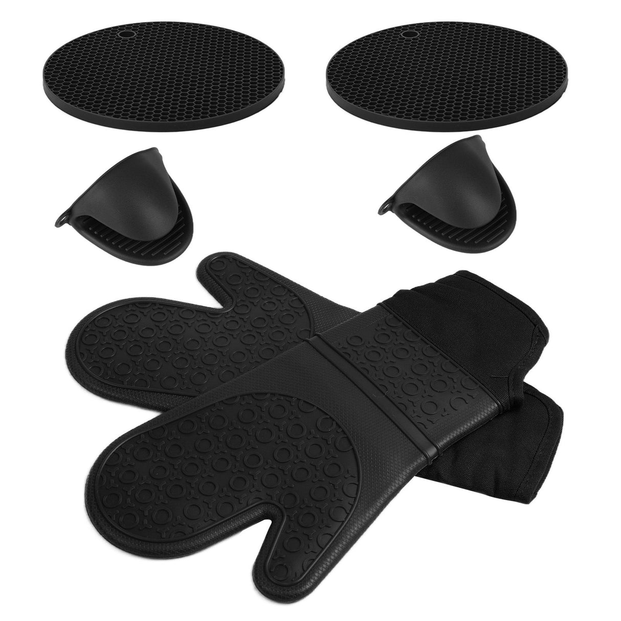 Insulation Gloves Thickened Silicone Barbecue Microwave Oven Anti Scalding Glove for Kitchen Baking CookingBlack