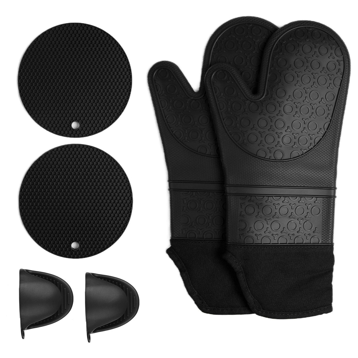 Insulation Gloves Thickened Silicone Barbecue Microwave Oven Anti Scalding Glove for Kitchen Baking CookingBlack