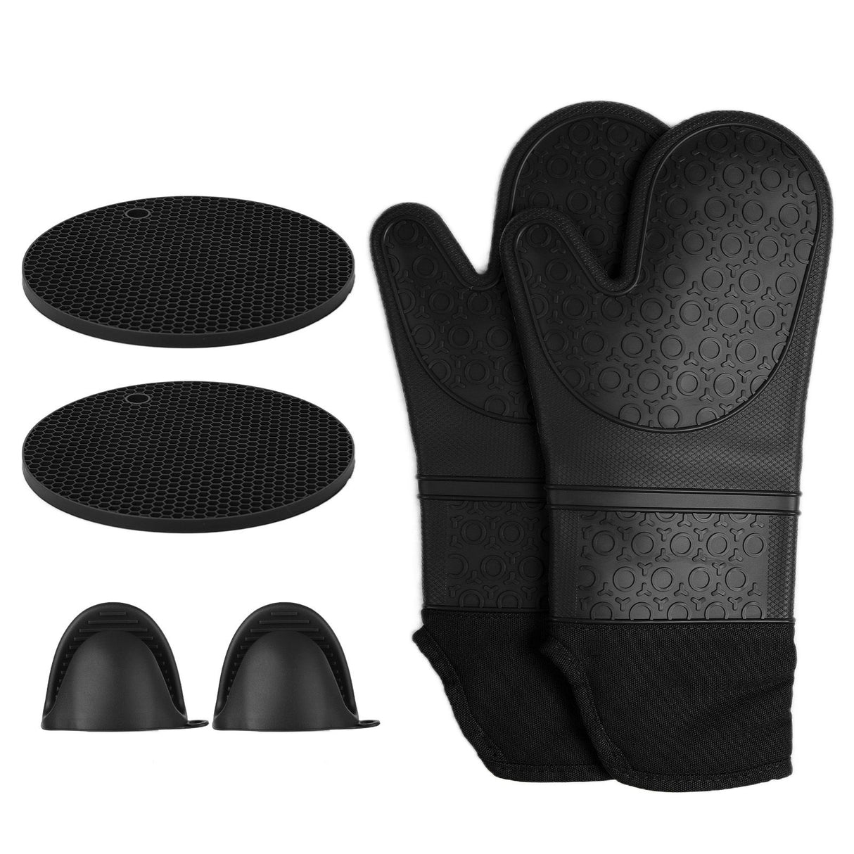 Insulation Gloves Thickened Silicone Barbecue Microwave Oven Anti Scalding Glove for Kitchen Baking CookingBlack