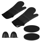 Insulation Gloves Thickened Silicone Barbecue Microwave Oven Anti Scalding Glove for Kitchen Baking CookingBlack