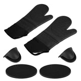 Insulation Gloves Thickened Silicone Barbecue Microwave Oven Anti Scalding Glove for Kitchen Baking CookingBlack