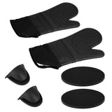 Insulation Gloves Thickened Silicone Barbecue Microwave Oven Anti Scalding Glove for Kitchen Baking CookingBlack