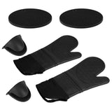 Insulation Gloves Thickened Silicone Barbecue Microwave Oven Anti Scalding Glove for Kitchen Baking CookingBlack