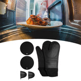 Insulation Gloves Thickened Silicone Barbecue Microwave Oven Anti Scalding Glove for Kitchen Baking CookingBlack - Extra Image